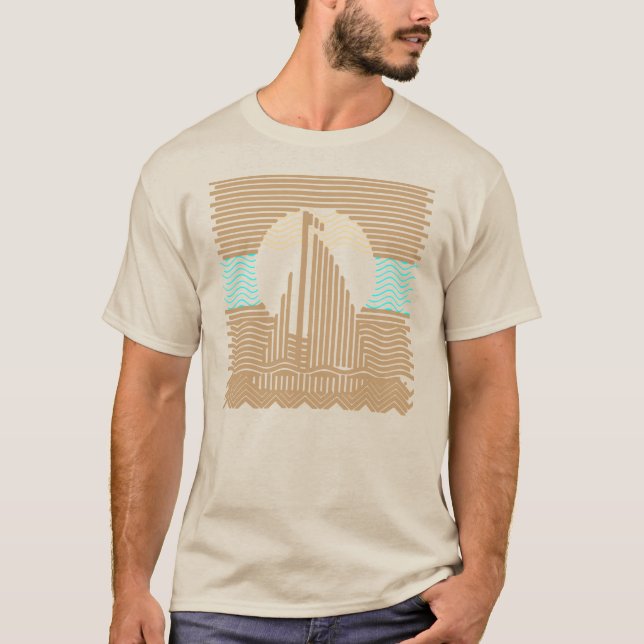 Camiseta Listras e linhas abstrato do veleiro (Frente)