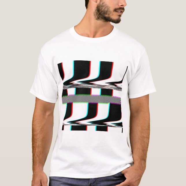 Camiseta Listras e xadrez de glitch (Frente)