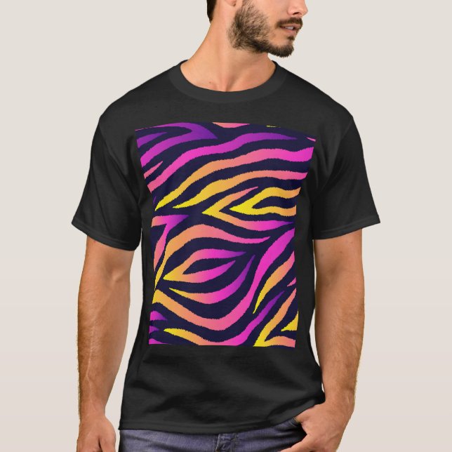 Camiseta listras holográficas, padrão futurista sem problem (Frente)