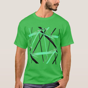 Camiseta Listras Verdes e Pretas Cruzadas em Xis