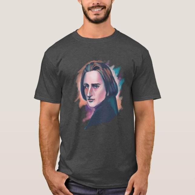 Camiseta Liszt Colorful Watercolor Portrait (Frente)