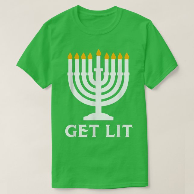 Camiseta Lit Hanukkah Menorah (Frente do Design)