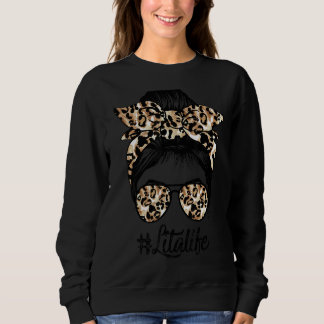 Camiseta Lita Life Messy Hair Bun Leopard Mulheres da Mãe