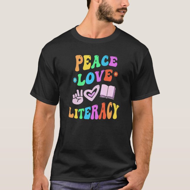 Camiseta LITERACIA DE PEACE LOVE - Leitura do professor Gro (Frente)