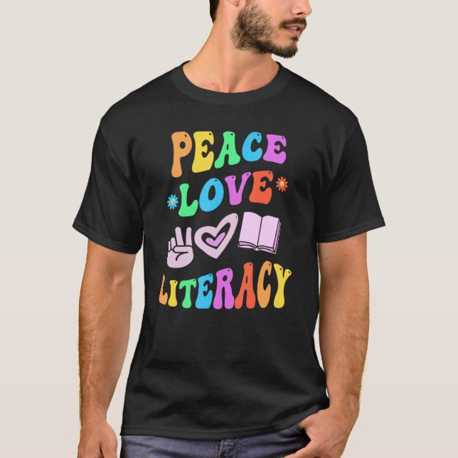 Camiseta LITERACIA DE PEACE LOVE - Leitura do professor Gro (Frente)