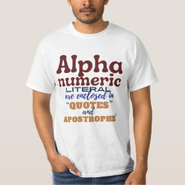 Camiseta Literal alfanumérico na Programação de Cobol