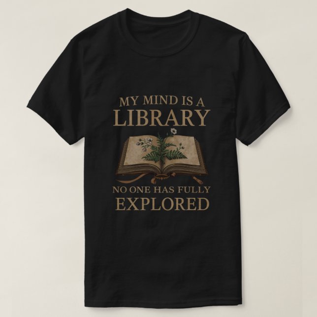 Camiseta Literária Dark Academia | Minha Mente É U (Frente do Design)