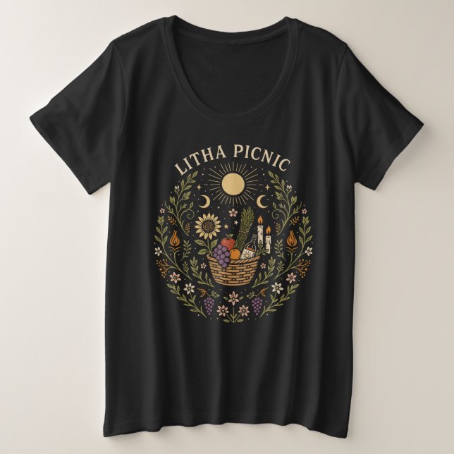 Camiseta Litha Picnic Summer Solstice Celestial Art (Frente do Design)