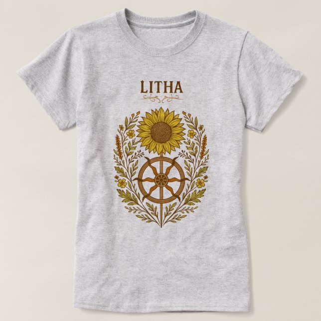 Camiseta Litha Sunflower Wheel Summer Solstice Celestial  (Frente do Design)