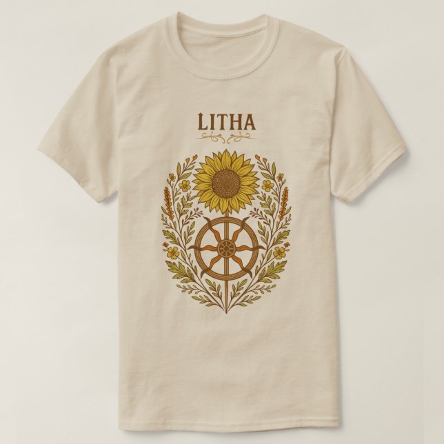 Camiseta Litha Sunflower Wheel Summer Solstice Celestial  (Frente do Design)