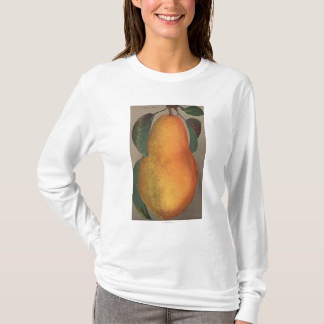 Camiseta Litografia de Chromo da fruta da pera de Bartlett (Frente)