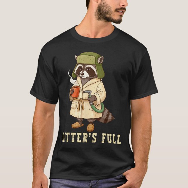 Camiseta Litter’s Full Funny Raccoon Christmas Mpy Raccoon  (Frente)
