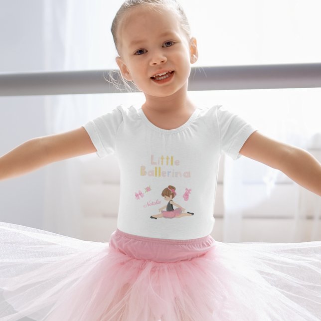 Camiseta Little Ballerina Pink Balé Girls Name (Criador carregado)