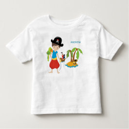 Camiseta Little Boy Pirate com tesouro e papagaio