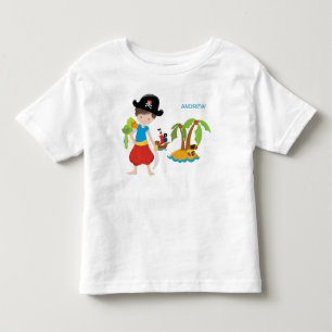 Camiseta Little Boy Pirate com tesouro e papagaio