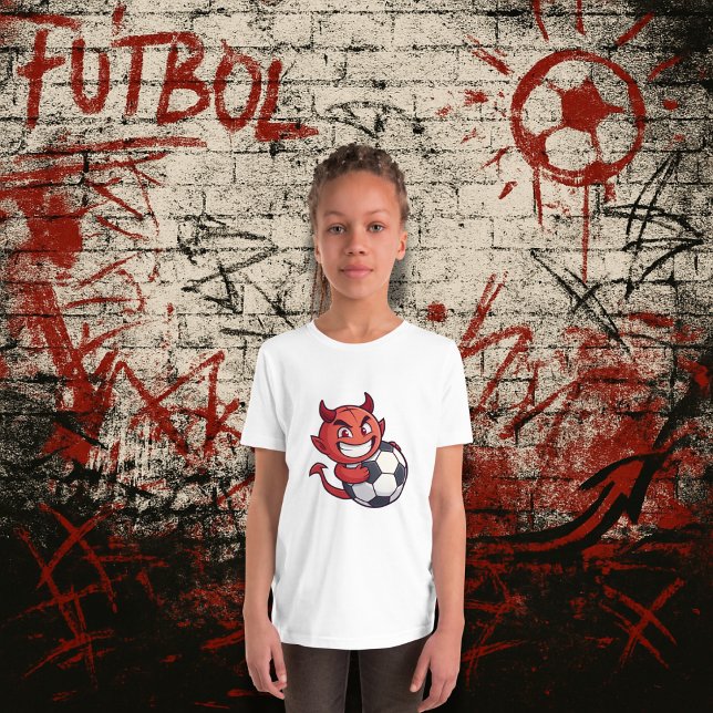 Camiseta Little Devil with a soccer ball (Criador carregado)