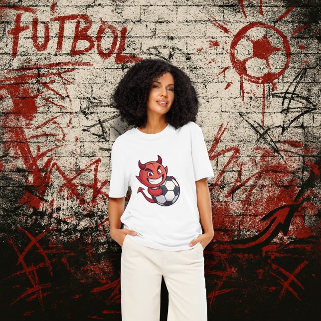 Camiseta Little Devil with a soccer ball (Criador carregado)