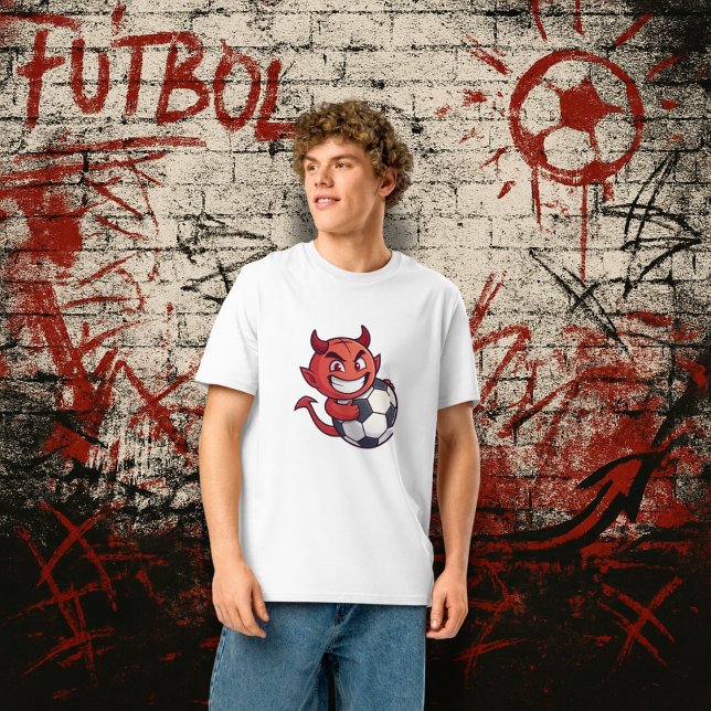 Camiseta Little Devil with a soccer ball (Criador carregado)