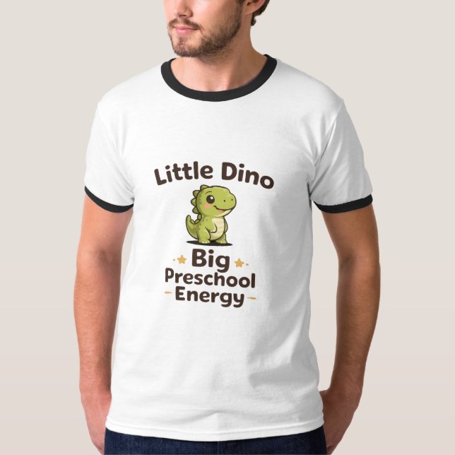 Camiseta Little Dino Big Preschool Energy Cute Dinosaur Pre (Frente)