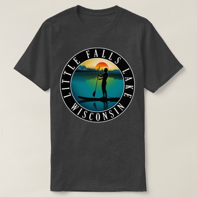 Camiseta Little Falls Lake Wisconsin Paddleboard (Frente do Design)
