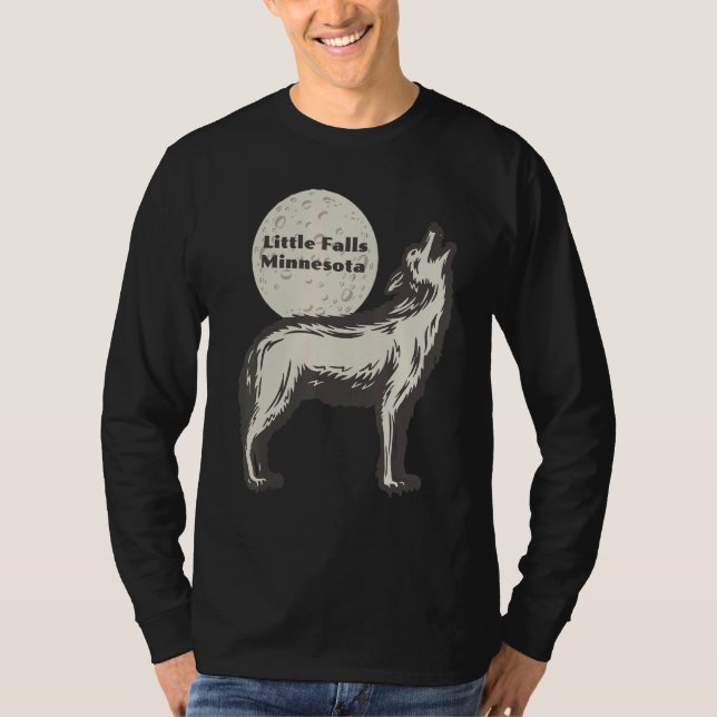 Camiseta Little Falls Minnesota Wolf Moon Howling Souven (Frente)