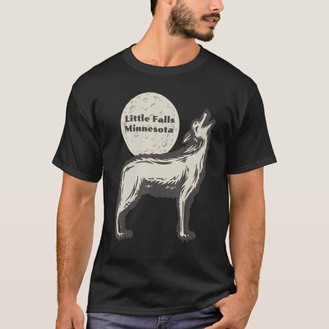 Camiseta Little Falls Minnesota Wolf Moon Howling Souven (Frente)