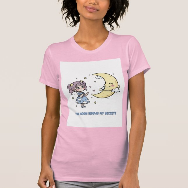 Camiseta Little Girl Sharing Secrets With the Moon (Frente)