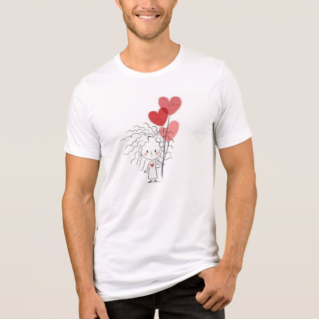 Camiseta Little Girl with Love Balloons Teto for Men (Frente)