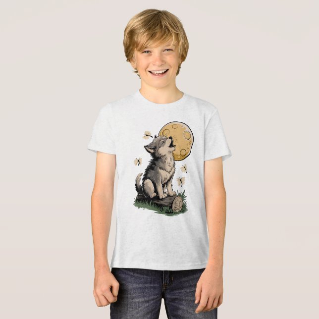 Camiseta Little Howler - Cubo Lobo e Lua (Frente Completa)