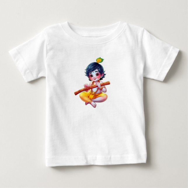 Camiseta Little Krishna Playing Flute (Frente)