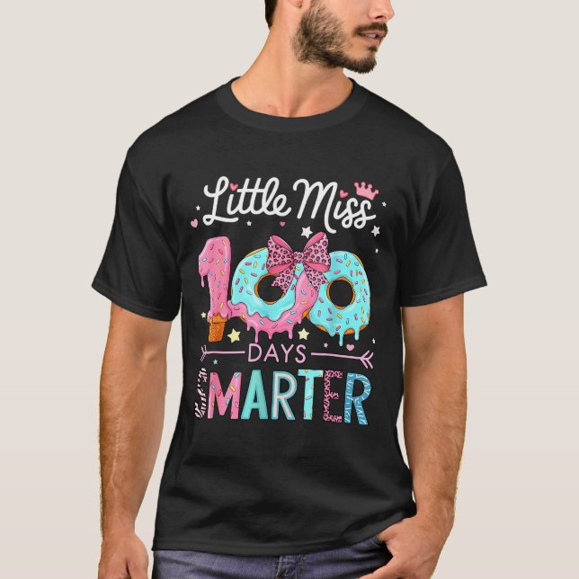 Camiseta Little Miss 100 Days Smarter Kids Girls 100th Day  (Frente)