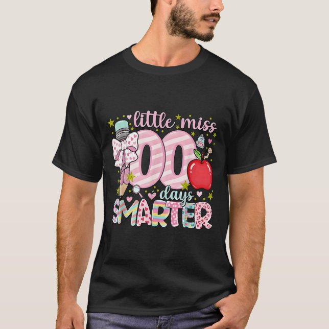 Camiseta Little Miss 100 Days Smarter Kids Girls 100th Day  (Frente)