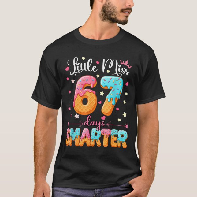 Camiseta Little Miss 67 Days Smarter Kids Girls 67th Day Of (Frente)