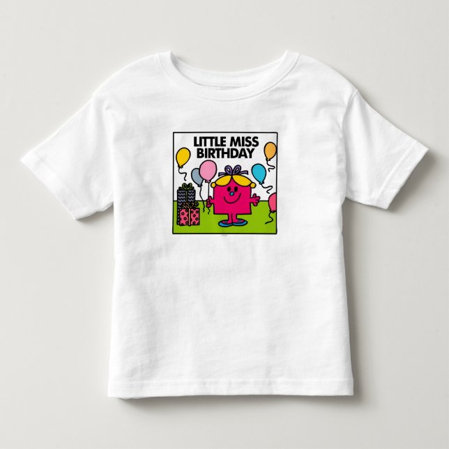 Camiseta Little Miss Aniversário | Presentes e Balões (Frente)