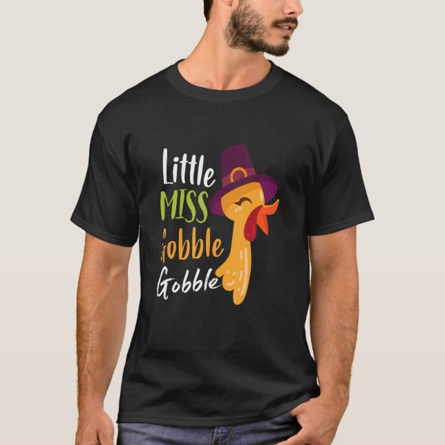 Camiseta Little Miss Gobble Gobble Thanksgiving Day Turkey  (Frente)