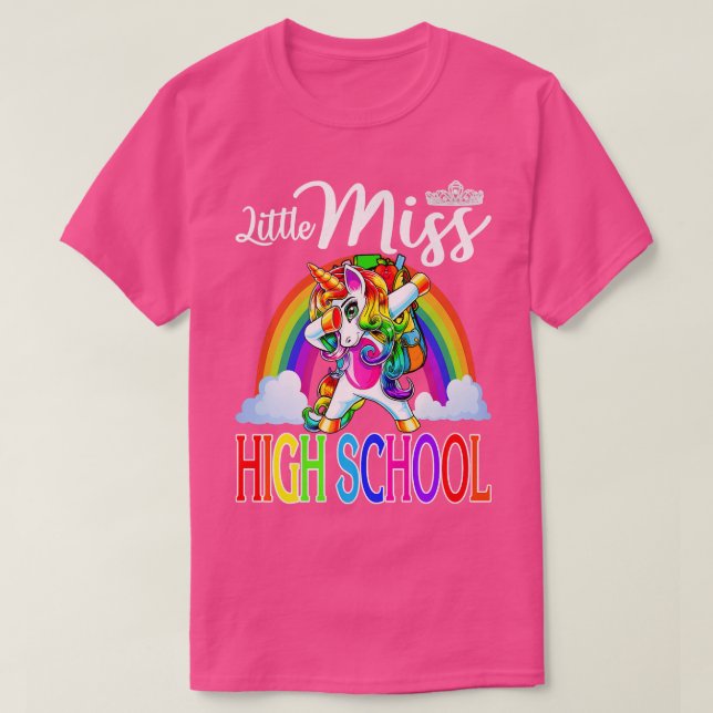 Camiseta Little Miss High School Unicorn First Day Of Schoo (Frente do Design)