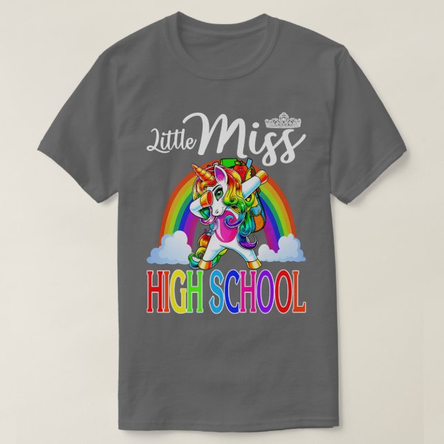 Camiseta Little Miss High School Unicorn First Day Of Schoo (Frente do Design)