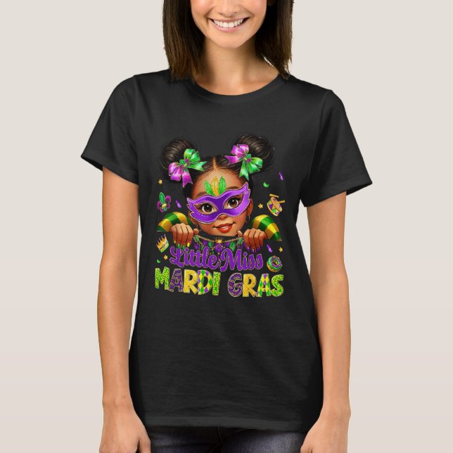 Camiseta Little Miss Mardi Gras Carnival New Orleans Fleur  (Frente)