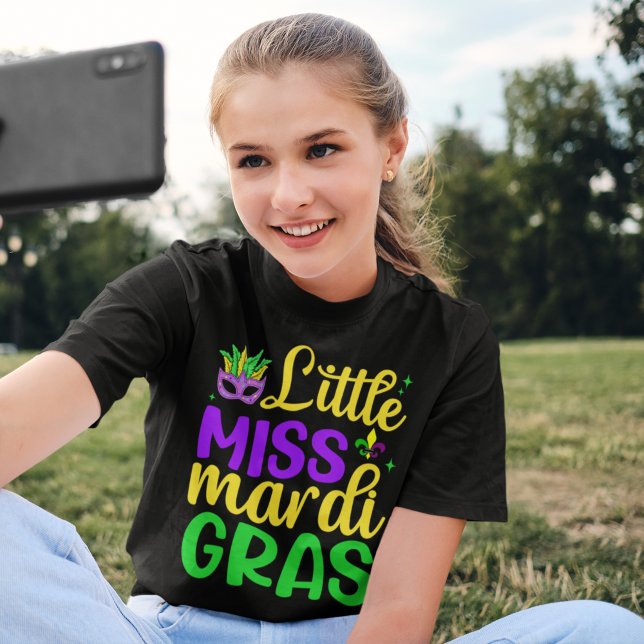 Camiseta Little Miss Mardi Gras – for Your Mini Carnival  (Criador carregado)
