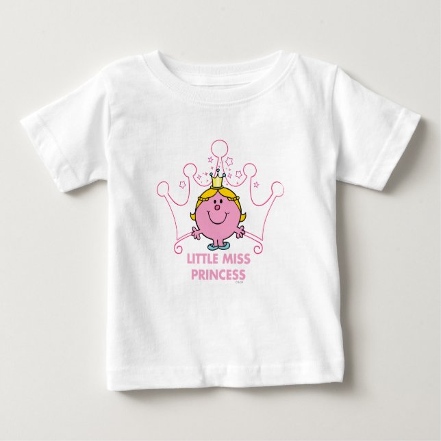Camiseta Little Miss Princesa | Coroa Cor-de-rosa 5 Pontas (Frente)