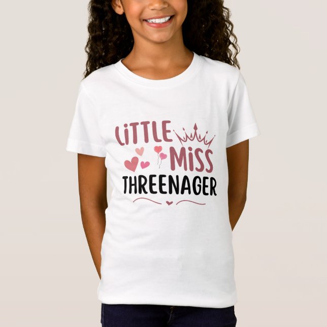 Camiseta little miss threenager 3rd birthday 3 years old (Frente)