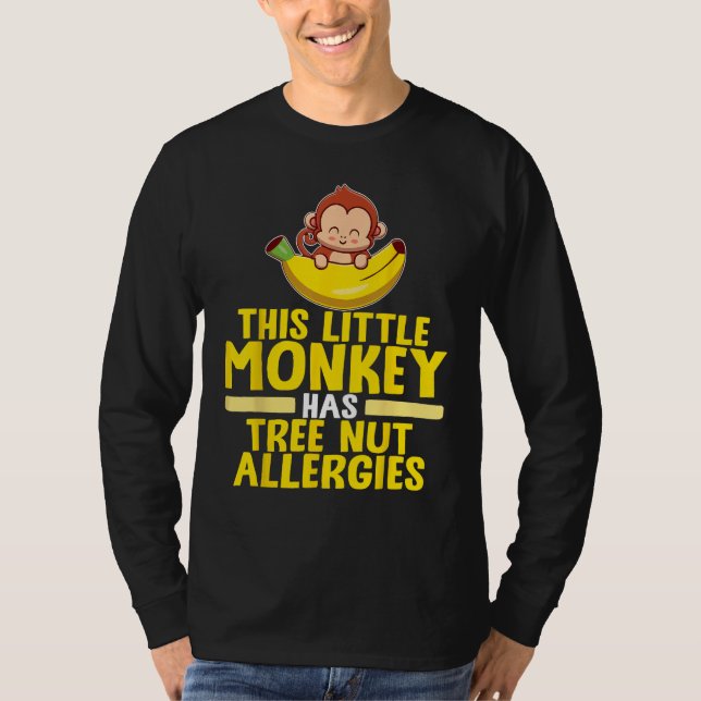 Camiseta Little Monkey Has Tree Nut Allergies (Frente)