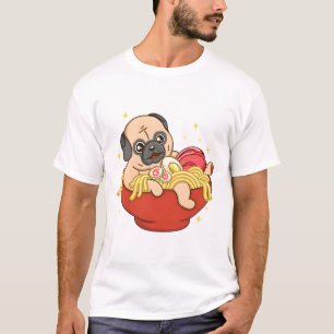 Camiseta Little Pug e Ramen