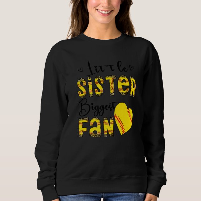 Camiseta Little Sister Biggest Fan Teen Girls Leopard Softb (Frente)
