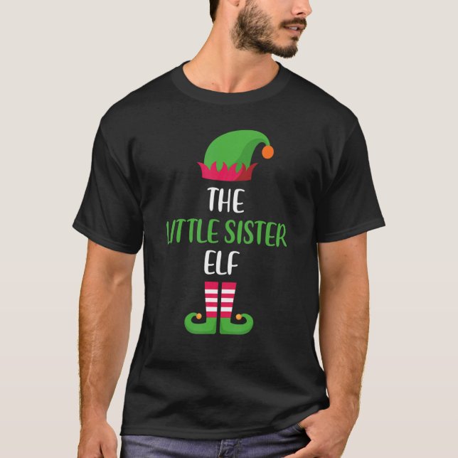 Camiseta Little Sister Elf Family Matching Group Christmas  (Frente)