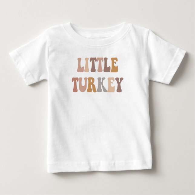 Camiseta Little Turkey Thanksgiving Outfit | Cute Fall (Frente)