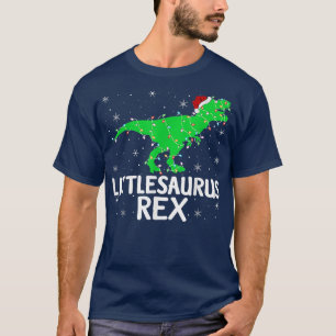 Camiseta Littlesauro Re Xmas Luzes Papais noeis Tre Dinossa