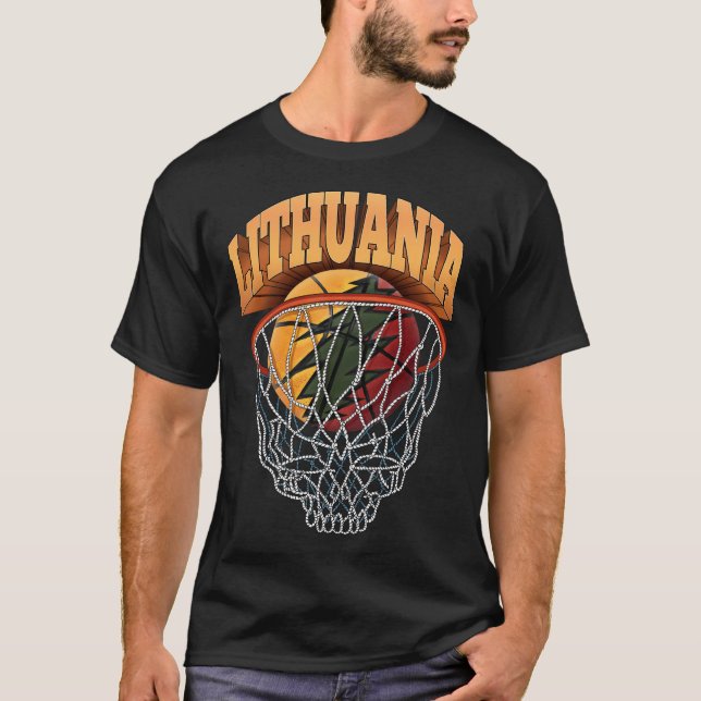 Camiseta Lituânia Forte Skeleton de Basquete Net (Frente)