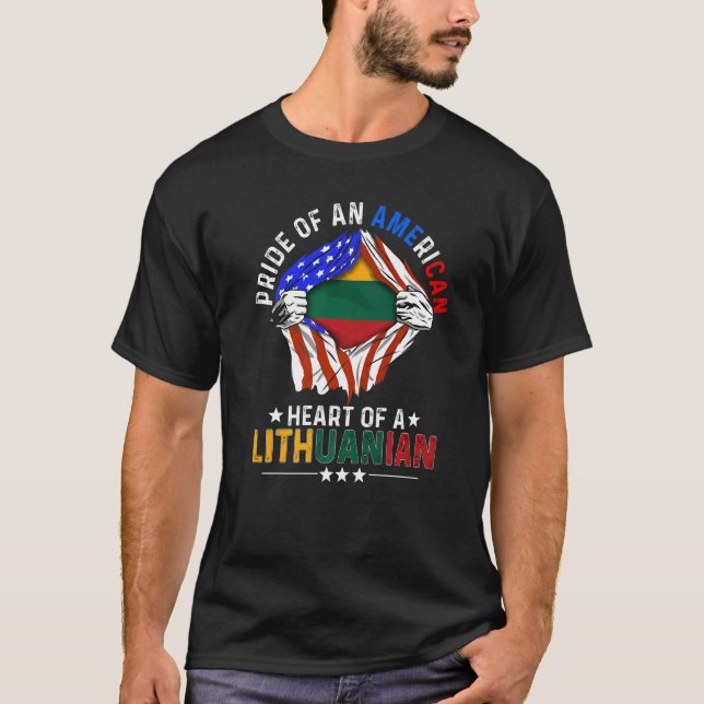 Camiseta Lituano Americano Orgulho Estrangeiro Lituano (Frente)