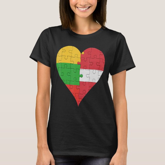 Camiseta Lituano Flag Heart (Frente)